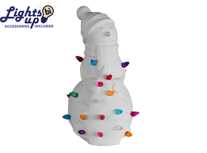 Bisque Lighted Tree With Snowman (Case of 1)