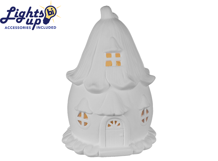 Bisque Lighted Blossom Fairy Cottage (Case of 1)