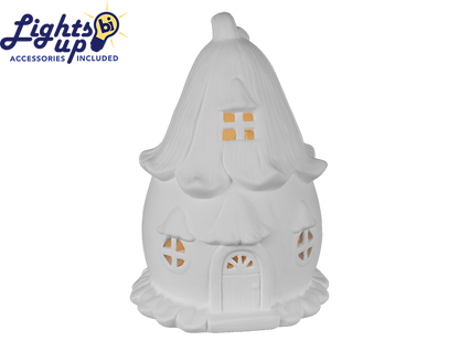 Bisque Lighted Blossom Fairy Cottage (Case of 1)