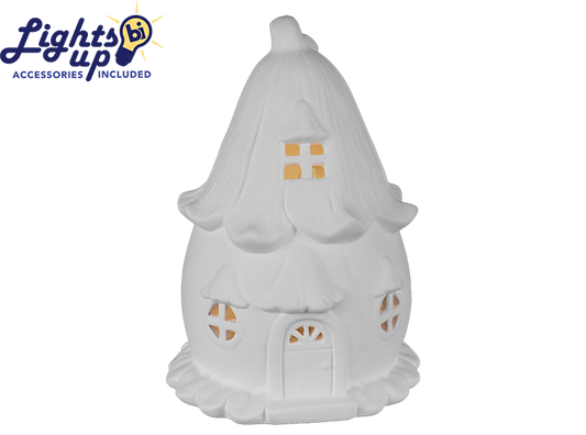 Bisque Lighted Blossom Fairy Cottage (Case of 1)