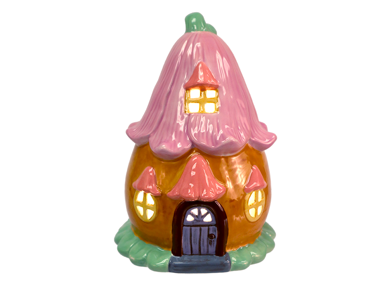 Bisque Lighted Blossom Fairy Cottage (Case of 1)