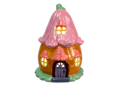 Bisque Lighted Blossom Fairy Cottage (Case of 1)