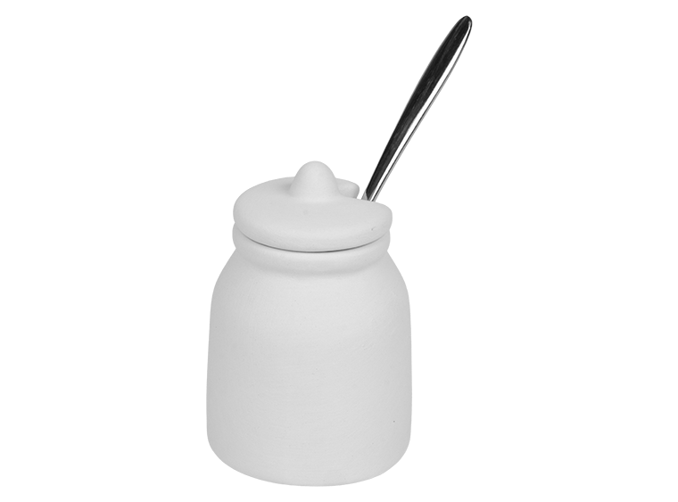 Bisque Condiment Jar With Spoon (Case of 8)