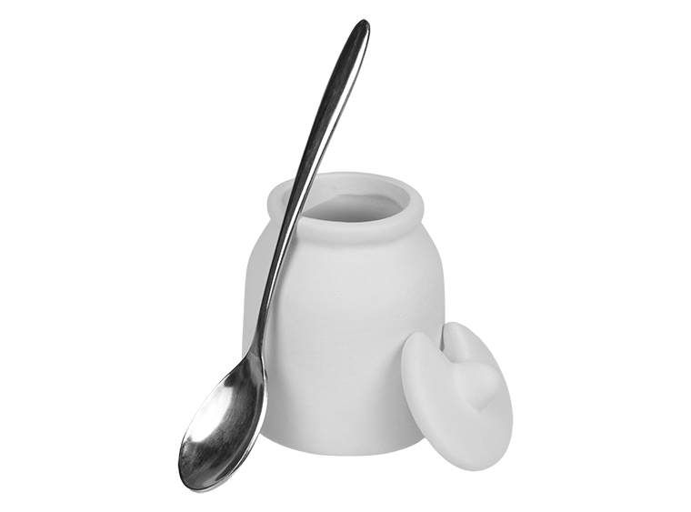 Bisque Condiment Jar With Spoon (Case of 8)