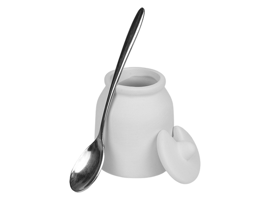 Bisque Condiment Jar With Spoon (Case of 8)
