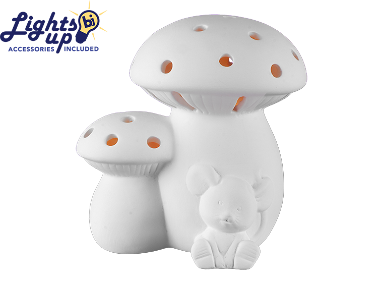 Bisque Lighted Mouse-N-Mushroom (Case of 2)