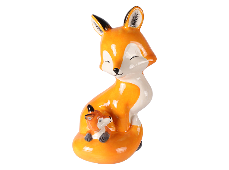 Bisque Mama And Baby Fox (Case of 6)