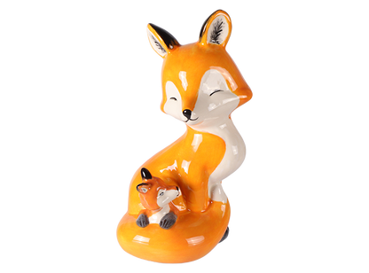 Bisque Mama And Baby Fox (Case of 6)