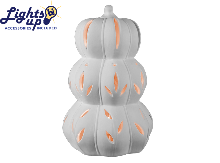 Bisque Lighted Stacked Pumpkins (Case of 1)