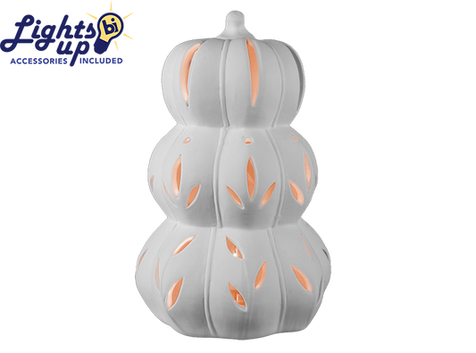 Bisque Lighted Stacked Pumpkins (Case of 1)