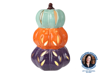 Bisque Lighted Stacked Pumpkins (Case of 1)