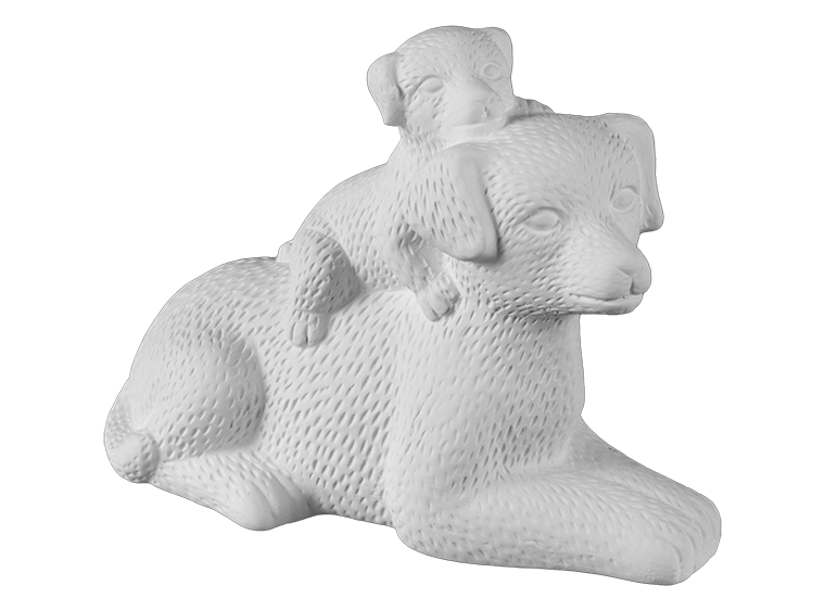 Bisque Mama And Baby Pup Figurine (Case of 4)