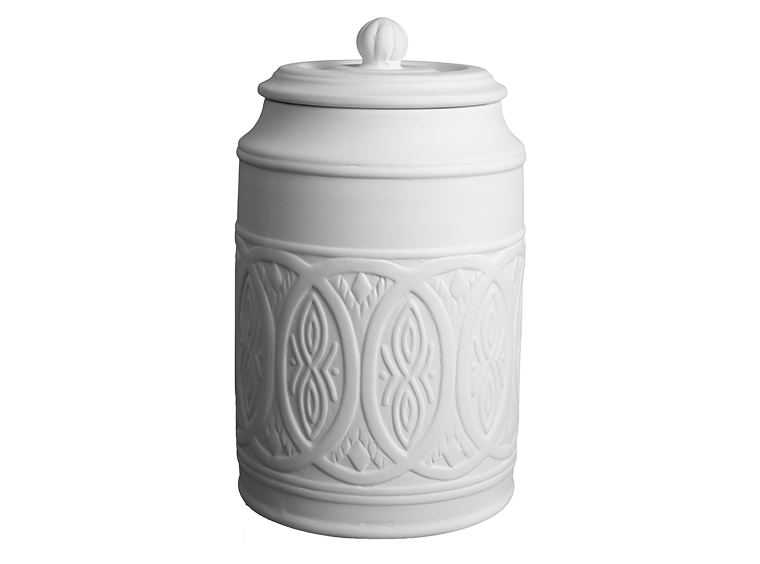 Bisque Large Ornate Canister (Case of 1)