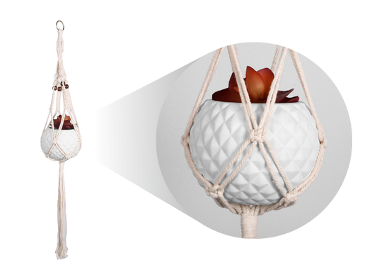Bisque Pinnacle Macrame Hanging Planter (Case of 4)