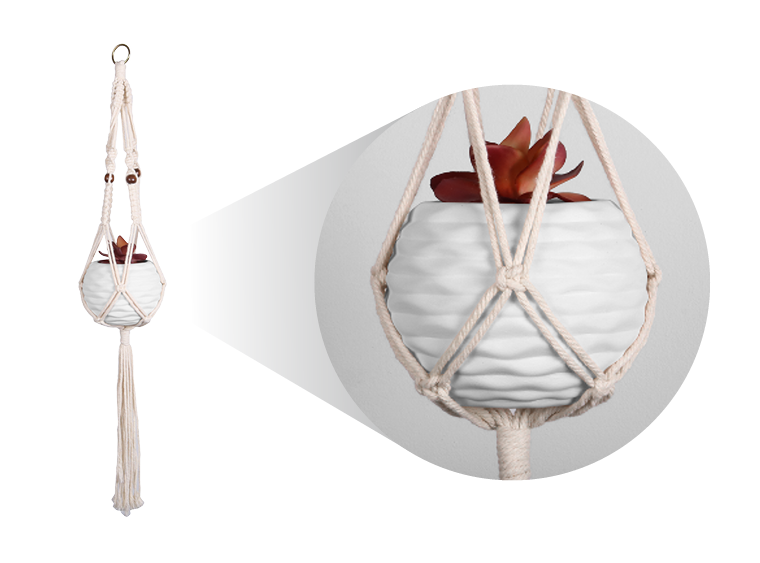 Bisque Ocean Drift Macrame Hanging Planter (Case of 4)
