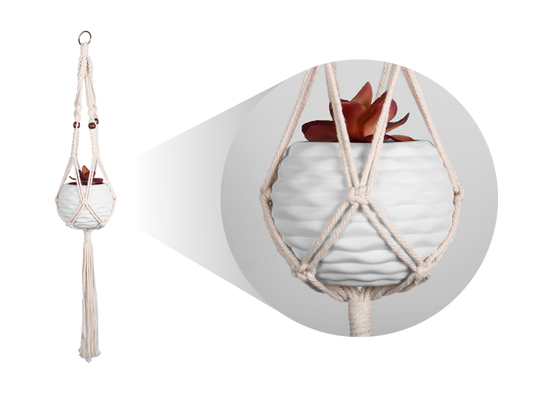 Bisque Ocean Drift Macrame Hanging Planter (Case of 4)