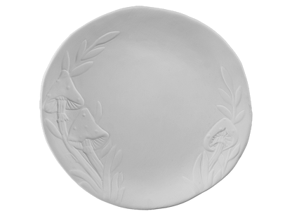 Bisque Mushroom Forest Plate (Case of 4)