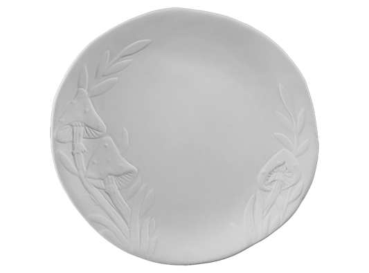 Bisque Mushroom Forest Plate (Case of 4)