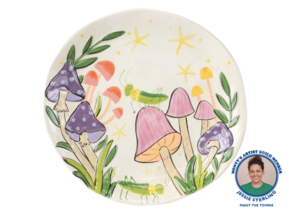 Bisque Mushroom Forest Plate (Case of 4)