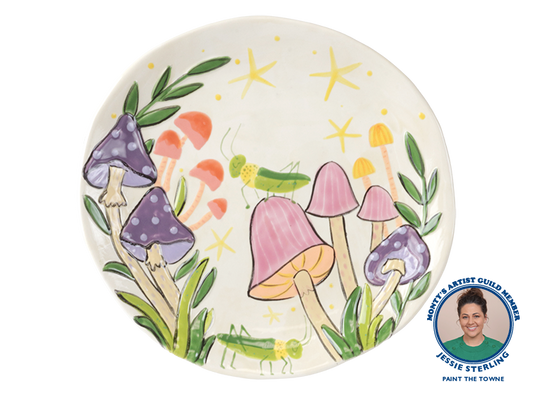 Bisque Mushroom Forest Plate (Case of 4)