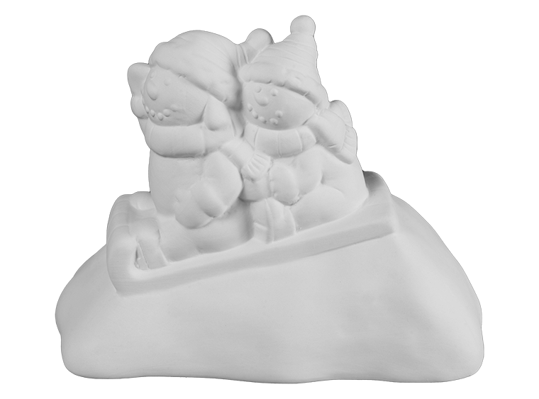 Bisque Sledding Snowmen Figurine (Case of 4)
