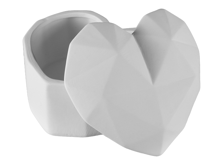 Bisque Faceted Heart Box (Case of 4)