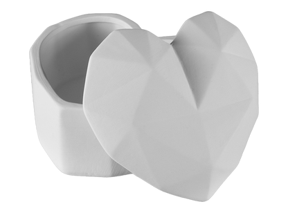 Bisque Faceted Heart Box (Case of 4)