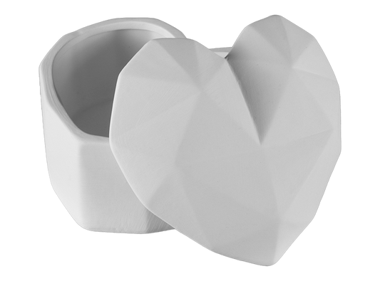 Bisque Faceted Heart Box (Case of 4)