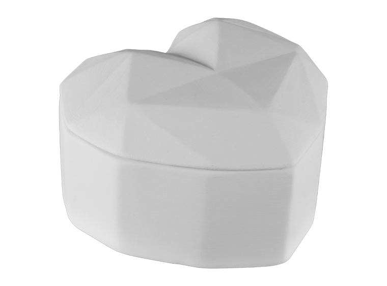 Bisque Faceted Heart Box (Case of 4)