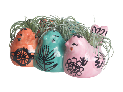 Bisque Three Little Finches Planter (Case of 3)