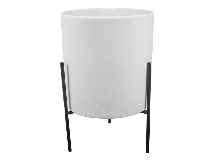 Bisque Lg Cylinder Planter W/ Stand (Case of 2)