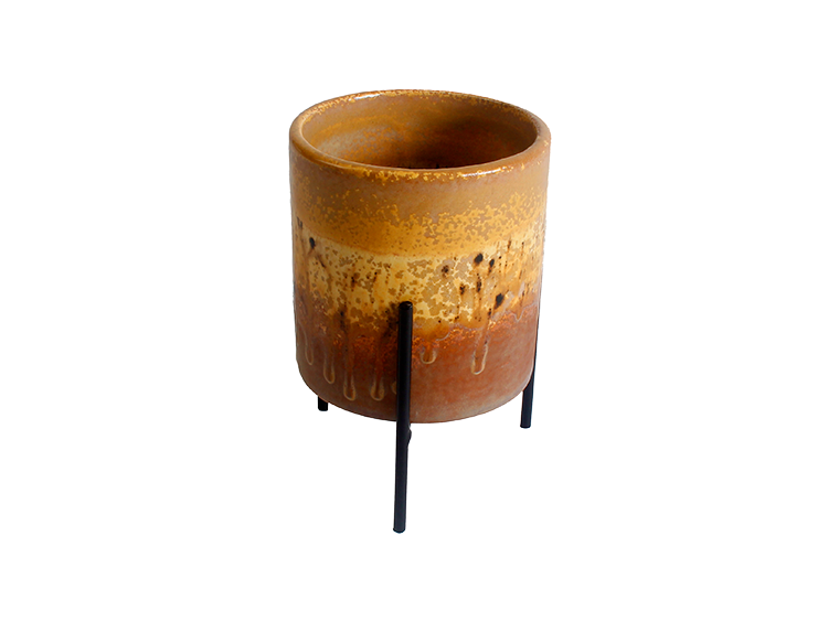 Bisque Sm Cylinder Planter W/ Stand (Case of 4)