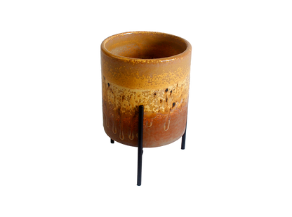 Bisque Sm Cylinder Planter W/ Stand (Case of 4)