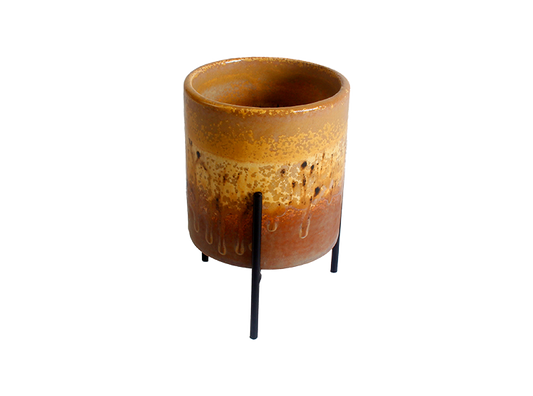 Bisque Sm Cylinder Planter W/ Stand (Case of 4)