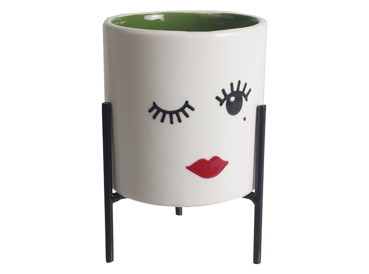 Bisque Sm Cylinder Planter W/ Stand (Case of 4)