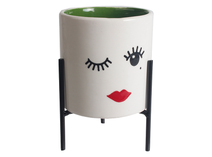 Bisque Sm Cylinder Planter W/ Stand (Case of 4)