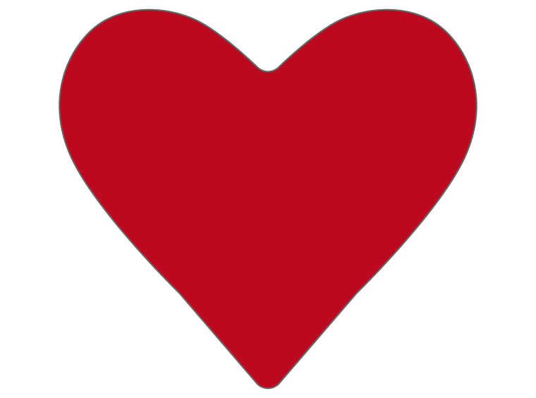 Narrow Cherry Red Heart (Case of 3)