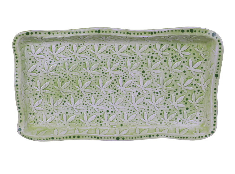 Bisque Hippie Leaf Embossed Tray (Case of 4)