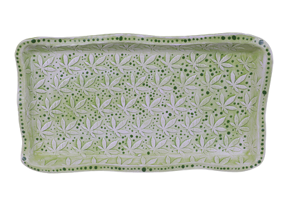 Bisque Hippie Leaf Embossed Tray (Case of 4)