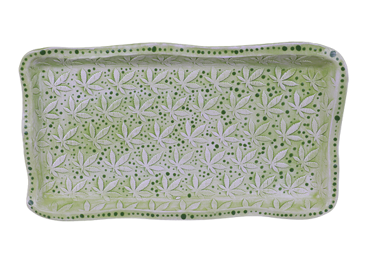 Bisque Hippie Leaf Embossed Tray (Case of 4)