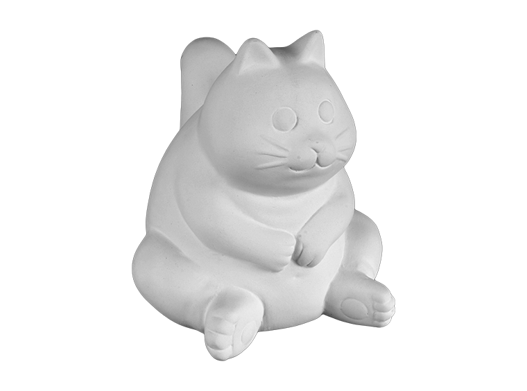 Bisque Plump Cat Figurine (Case of 6)