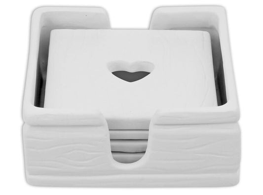Bisque Rustic Heart Coaster Set (Case of 1)