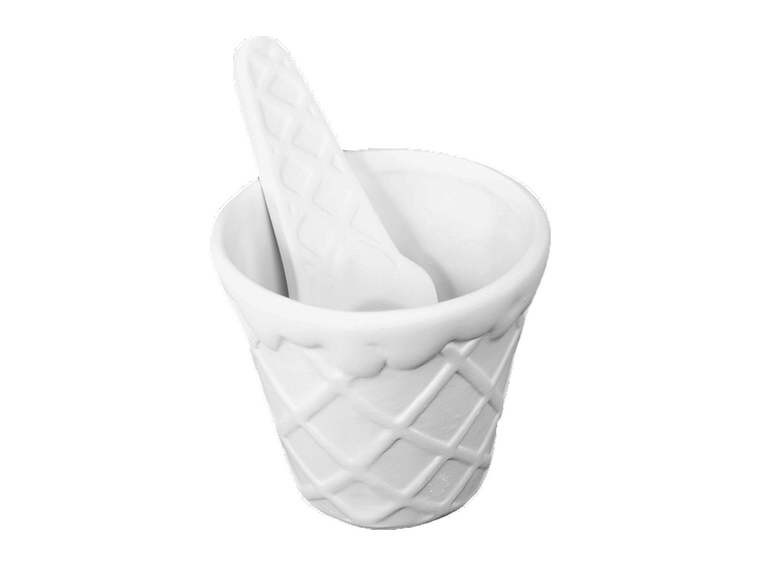 Bisque Ice Cream Bowl/ Spoon (Case of 4)