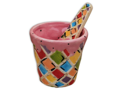 Bisque Ice Cream Bowl/ Spoon (Case of 4)