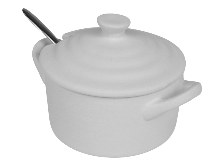 Bisque Sea Salt Pot With Spoon (Case of 4)