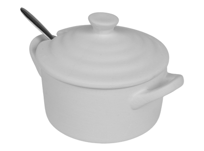 Bisque Sea Salt Pot With Spoon (Case of 4)