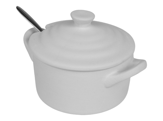 Bisque Sea Salt Pot With Spoon (Case of 4)