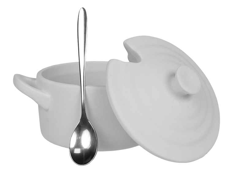 Bisque Sea Salt Pot With Spoon (Case of 4)