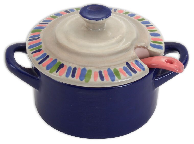 Bisque Sea Salt Pot With Spoon (Case of 4)