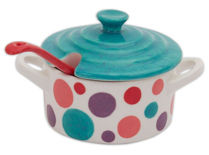 Bisque Sea Salt Pot With Spoon (Case of 4)